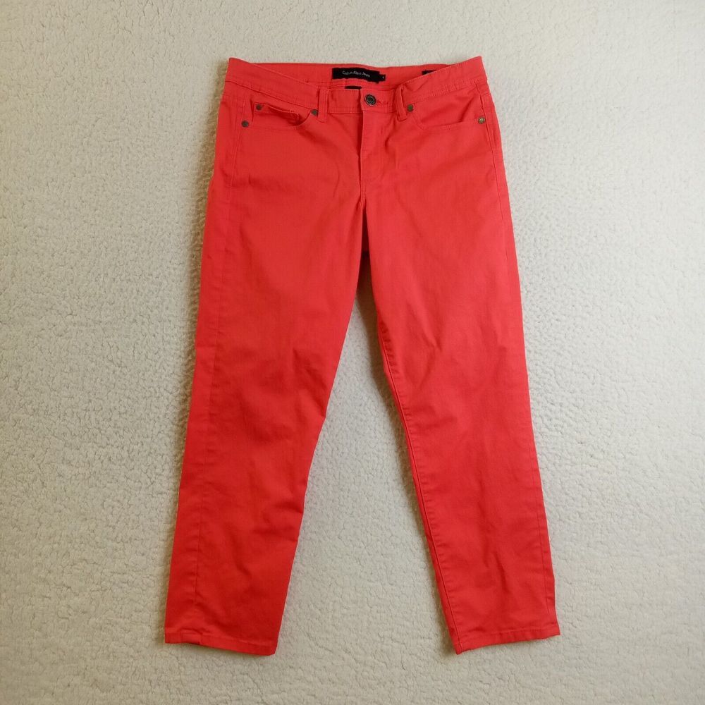 Calvin Klein Jeans Pants Womens 8 Salmon Skinny Crop Twill Stretch CottonSpandex